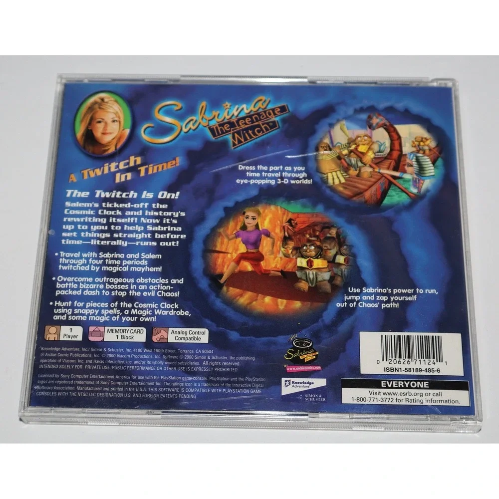 Sabrina the Teenage Witch A Twitch In Time Sony PlayStation PS1 Game 2001 NTSC